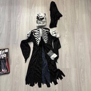 Crypt Keeper Grim Reaper Costume Boy Halloween Dress Up Mask Chains Scary Kid XL